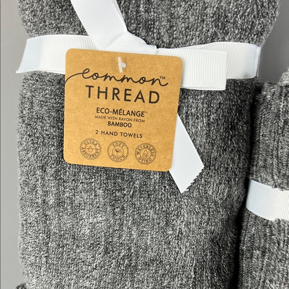 9 Pc Common Thread Bamboo Bath Towel Set Dark Grey Eco Melange NEW - Picture 3 of 8